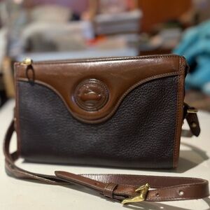 Vintage Dooney & Bourke AWL 2 “Duck Bag” Crossbody Brown & Tan Leather, USA Made